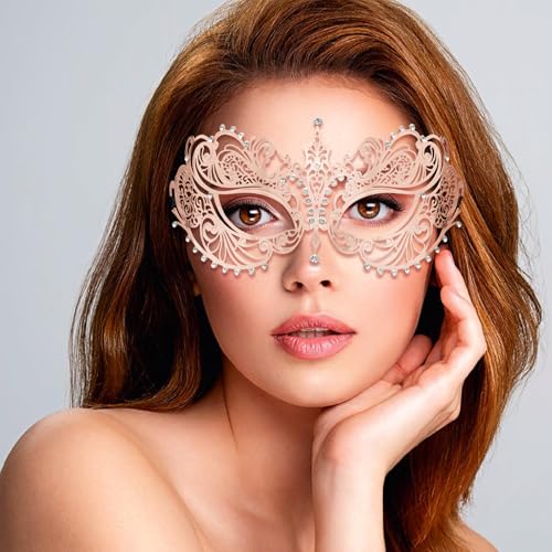 Image of Thmyo Couple's Venetian Masquerade Masks, Metal Mask Costumes Mardi Gras Prom Mask Set