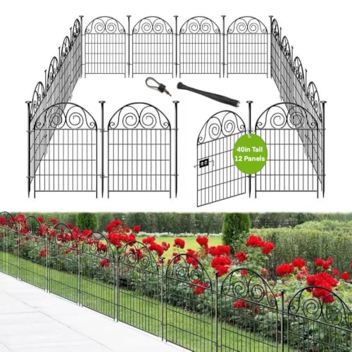 Getlay Tall Garden Fence Animal Barrier with Gate...