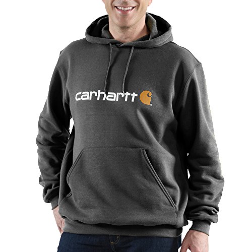 Carhartt Mens Stretchable Signature Logo Hooded Sweatshirt Top