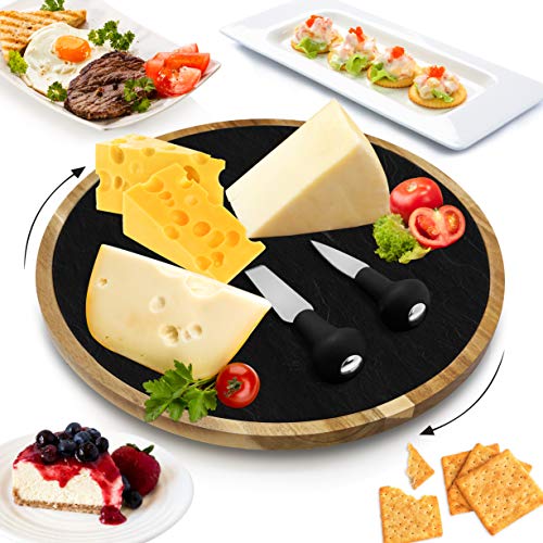 Nutrichef Rotating Lazy Susan Cheese Board, One Size, Brown
