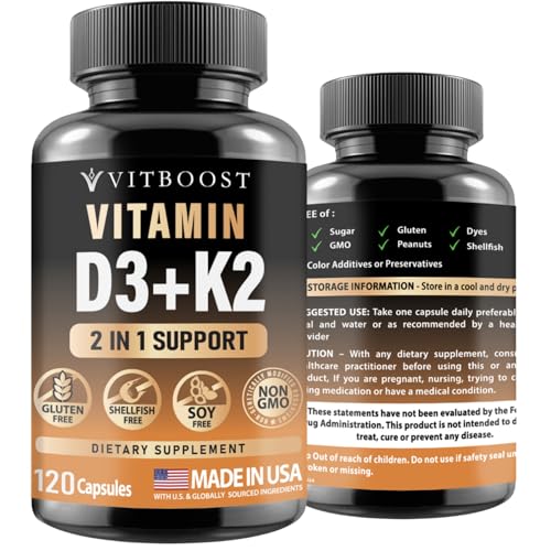 Vitamin D3 K2 Complex - Easy to Swallow - Vitamin D (D3) 5000 IU ...