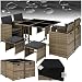Produktbild tectake Lounge Möbel Set aus 4X Stühle, 1x Tisch, 4X Hocker, wetterfest und platzsparende Cube Aufbewahrung inkl. Schutzhülle, Outdoor Rattan Gartenmöbel für Balkon, Garten und Terrasse - Natur