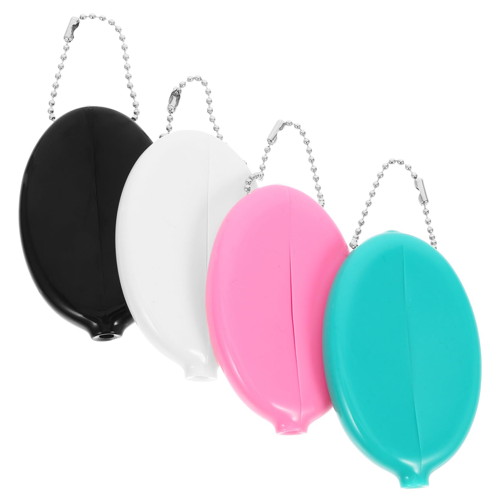 4pcs Cute Novelty Oval Coin Purse Chain Small Squeeze Coin Bag for Travel Storage Holder for Men Women Boys and Girls