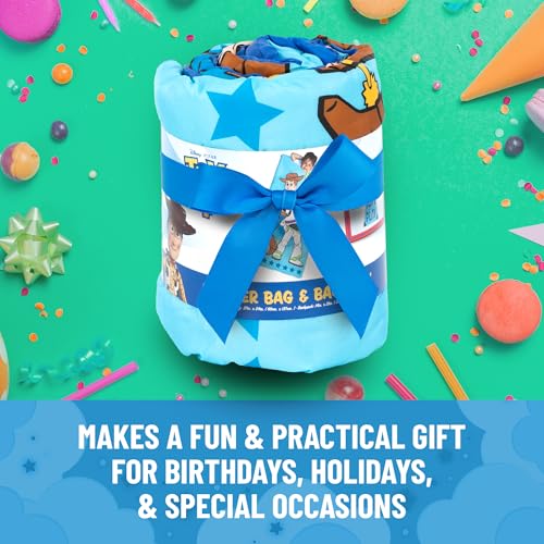 Image of Jay Franco Disney Toy Story Slumber Sack - Cozy & Warm Kids Lightweight Slumber Bag - Featuring Woody and Buzz Lightyear (Official Disney Pixar Product)