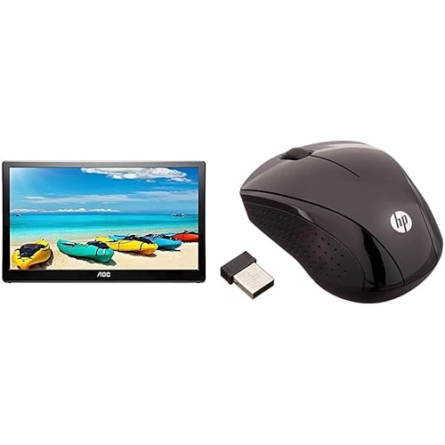 AOC I1659FWUX 15.6" USB-Powered Portable Monitor, Full HD 1920x1080 IPS, Built-in Stand, VESA & HP Wireless Mouse X3000 G2 (28Y30AA, Black) up to 15-Month Battery