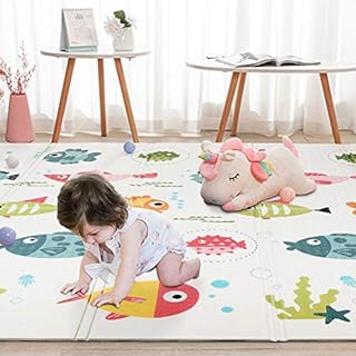 Dripex Baby Play Mat, Large Foam Crawling Playmat, 195×176×1cm Folding Reversible Waterproof Non Toxic Portable Floor Mat with Letters and Numbers for Babies Infants
