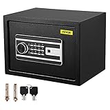 VEVOR Coffre-Fort Biométrique à Empreintes Digitales 22,6 L Coffre-Fort Numérique Combinaison Clés Coffre de Sécurité en Acier Anti-Effraction 4 Types de Déverrouillage Argent Bijoux Domicile Noir