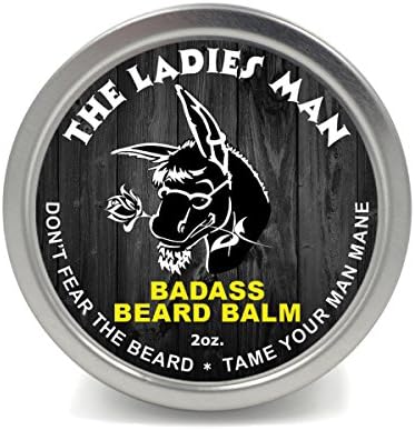 Badass Beard Care Beard Balm for Men - Ladies Man Scent 2 oz - Shea Butter Argan Jojoba Beeswax - Lemon Vanilla Orange - Light Hold Beard Conditioner and Beard Softener