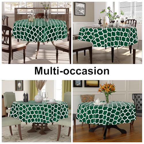 Image of Smiry Round Table Cloth, Flannel Backed Vinyl Tablecloth, 60 inch Round | Waterproof Plastic Tablecloths, Wipeable Table Cover for Dining, Indoor and Outdoor (Emerald Green)