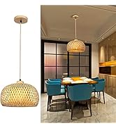 FRIDEKO HOME Vintage Rattan Hängelampe-Handgefertigte Pendelleuchte aus natürlichem Rattan mit E2...