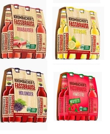 24 Flaschen Krombacher Fassbrause Mixpaket Nr 2 (Zitrone/Maracuja/Holunder/Himbeere) a 0 33 L inkl. MEHRWEGPFAND + Space Keks gratis a 45 g Von Onlineshop Bormann