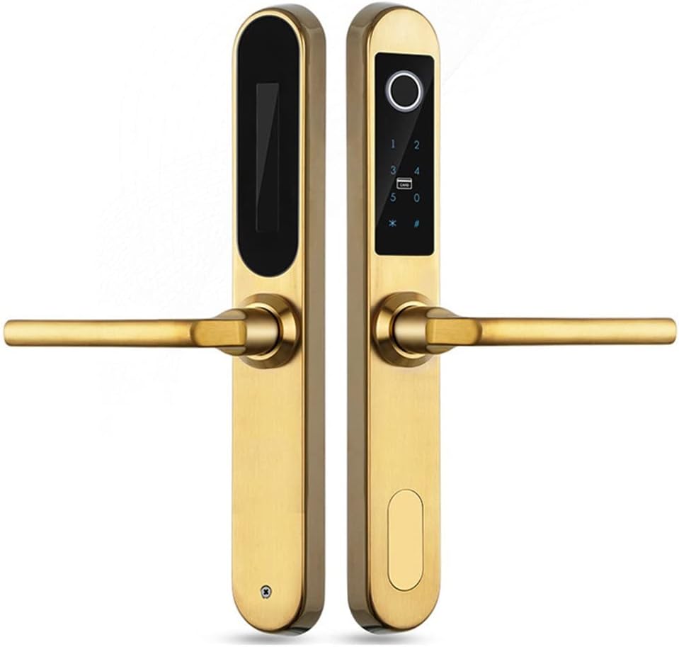 304 SS Smart Lock Electronic Biometric Fingerprint Scanner Keyless Touch Security Door Locks for Aluminum Glass Sliding Door(D,Right Push)