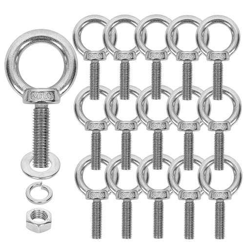 16 Pack M10 Stainless Steel Eye Bolts with Nuts &amp; Washers,M10x1.37 L