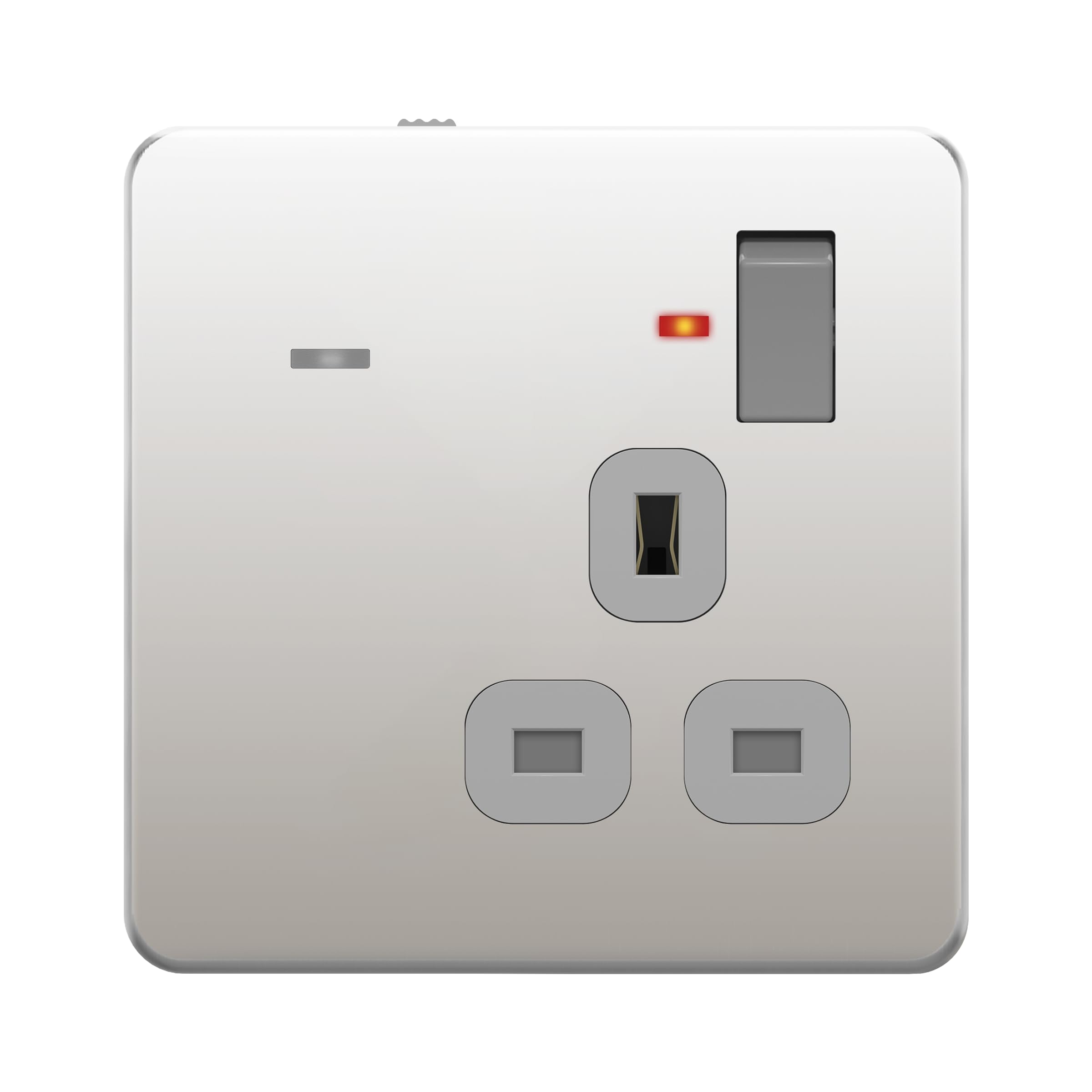 LIDER 1-Gang Switched 13A Socket with LED Guide Light, Daylight Sensor, Soft White 3000K, Adjustable Low Energy Night Light, Metal Plate Cover, Polished Chrome (Use a 35mm-deep back box)