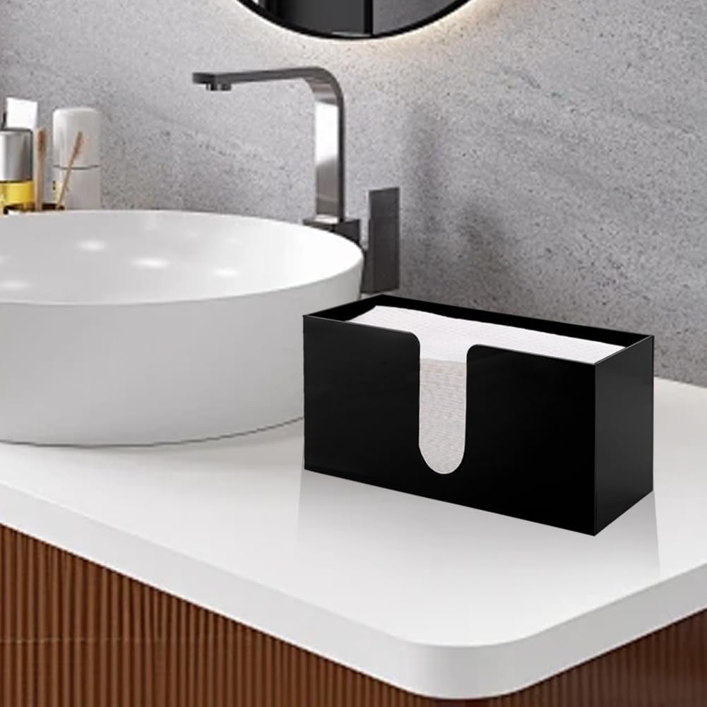 Paper Towel Holder Countertop, Acrylic Napkin Dispenser, Multifold Paper Towel Dispenser, Black Napkin Holder for Z-fold C-fold Trifold - Image 3