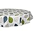 J & M Home Fashions Leaves Round Vinyl Tablecloth, 70'