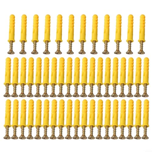 Volakebeing 50Pcs Stainless Steel Expansion Screws M6x40 Wall Anchor Kit for Drywall Mounting Self Tapping Cross Tips Yellow Zinc Plated Heavy Duty(M8*40)