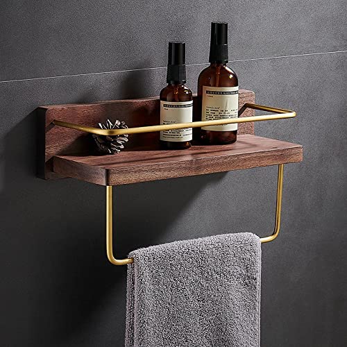 Shower Shelf Racks Bathroom Shelf Bath Shower Shelf Brass and Wood Bathroom Corner Shelf Wall Mounted Brushed Gold