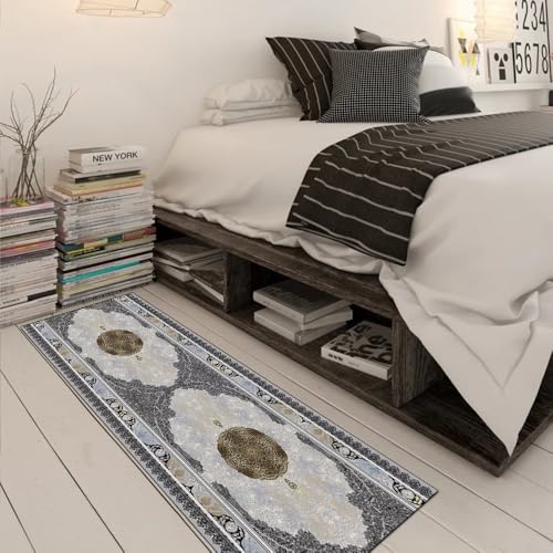 Alfombra pasillo lavable 110x180 cm gris para cocina y dormitorio 3