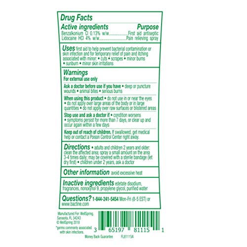 Bactine MAX First Aid Spray - Pain Relief Cleansing Spray with 4% Lidocaine - Numbing Lidocaine Spray Kills 99% of Germs - Pain + Itch Relief for Minor Cuts & Scrapes, Burns & Bug Bites - 5oz, 4 Pack