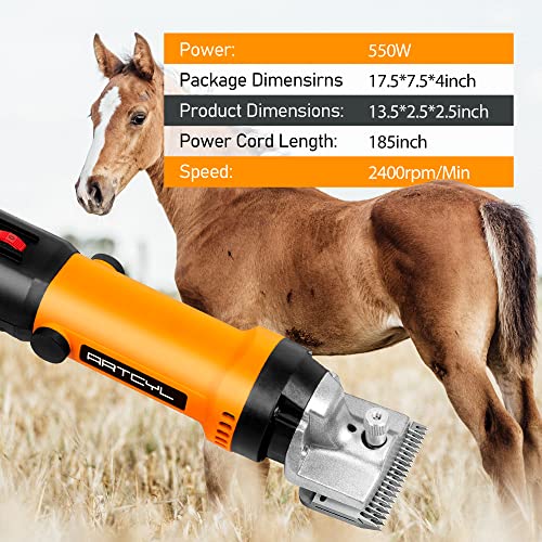 550W Horse Clippers, Professional Electric Grooming kit for Horses Equine Goat Pony Cattle and