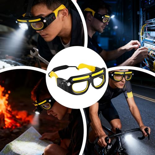 MWZBTG Gafas con Luz Frontal - Gafas Recargables con 5 Modos,Con Sensor de Movimiento y Control Táctil - Para Caminar Nocturno Correr Ciclismo - imagen 4