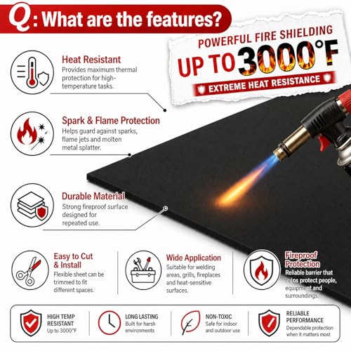 Image of FLASLD 2Pack Welding Blanket 9x12 inch Fireproof Mat Heat Resistant Material Up To 1800F Flame Retardant Fabric Carbon Felt for Grill Stove Pit Soldering Welders Plumbers