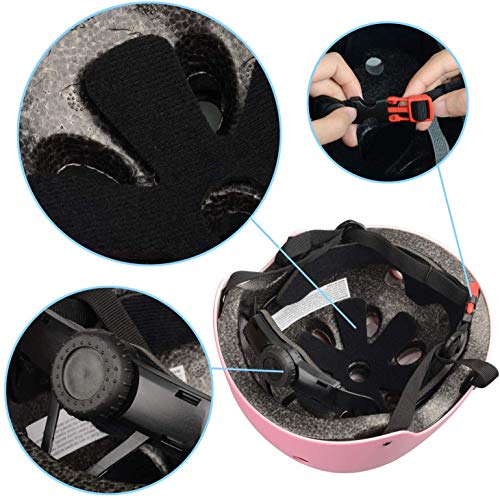 KAMSANG Protective Gear Set with Knee Elbow Pads and Wrist Guards for Bike Skateboarding Roller Blading Scooter Riding Bicycling Roller Skating and More (Pink, Small) - Thumbnail 3