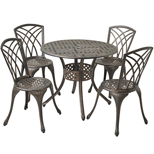 山善(YAMAZEN) ガーデン5点セット アルミ製 アイアン調 テーブル&チェアセット KAGT-90/KAGC-37 1枚目