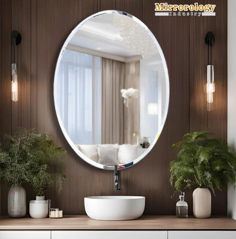 Image of 12x18 Inch Oval Frameless Wall Mirror | 5mm HD Glass | Vertical Mount Decorative Mirror for Bathroom, Vanity, Bedroom & Entryway | Sleek Modern Design for Home & Office