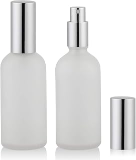 Hydior Frosted Glass Spray Bottles 3.4oz (2 Pack) - Empty Perfume Atomizer Fine Mist Sprayer for Essential Oils, BPA-Free