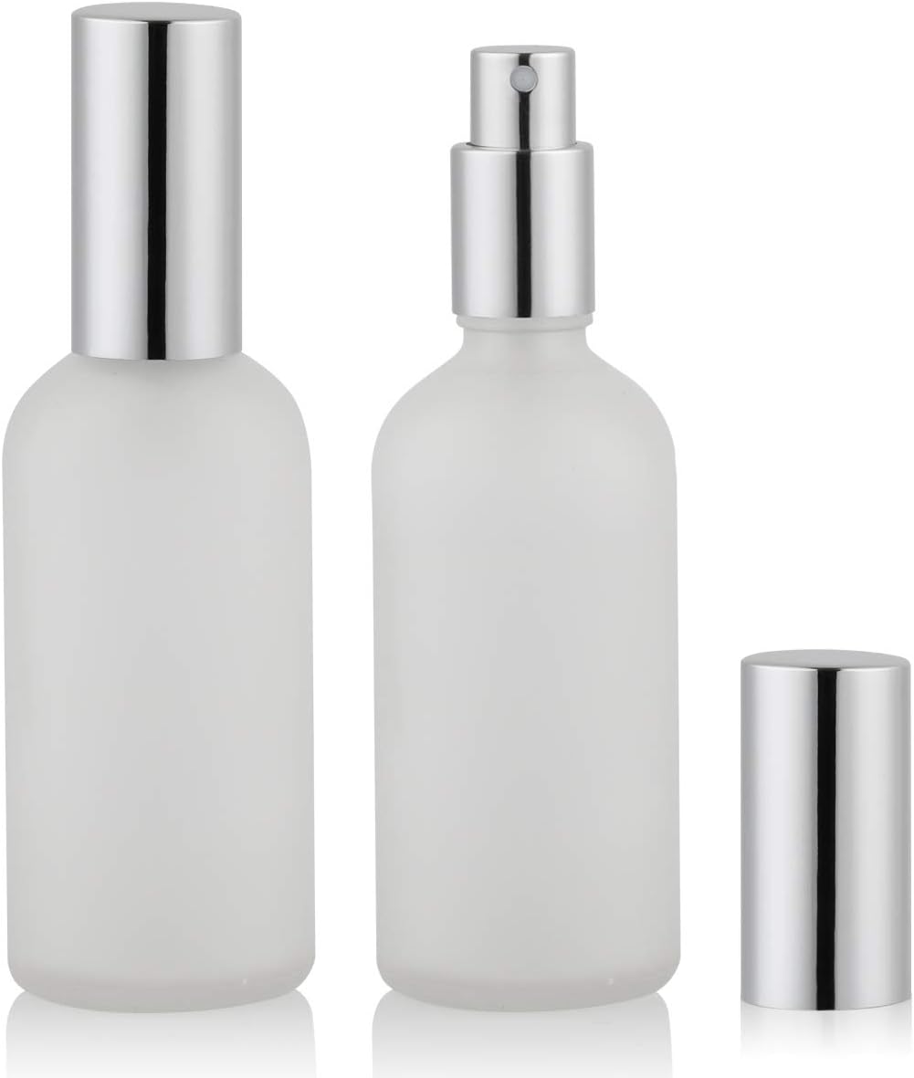 Hydior Empty Frosted Glass Spray Bottle 3.4oz, Perfume Atomizer, Fine Mist Spray (2 PACK)