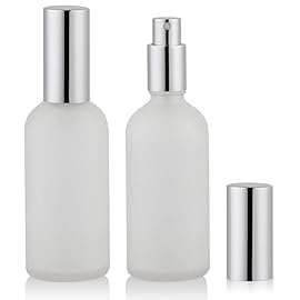Empty Frosted Glass Spray Bottle 3.4oz, Perfume Atomizer, Fine Mist Spray (2 PACK)