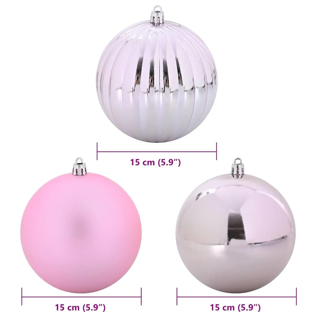 Weihnachtsbaumkugel Set XL 9 STK. Rosa Ø 15 cm Kunststoff
