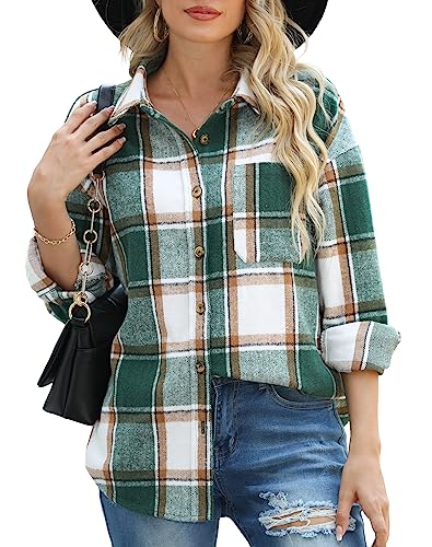 QIXING Womens Corduroy Button Down Shirt Casual Oversized Long Sleeve Blouses Tops4