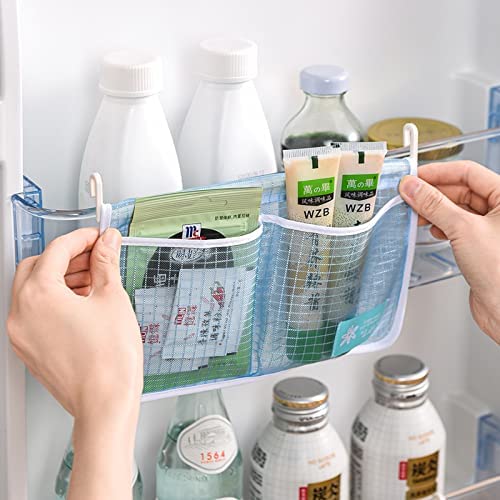MOLANLY 3PCS Refrigerator Door Organizer Set, Fridge Hanging Mesh Bag for Kitchen Storage Bag, Household Sundries Sorting Bag Used to Refrigerator Side Door, Only for Small Objects Containers (White) - Thumbnail 6