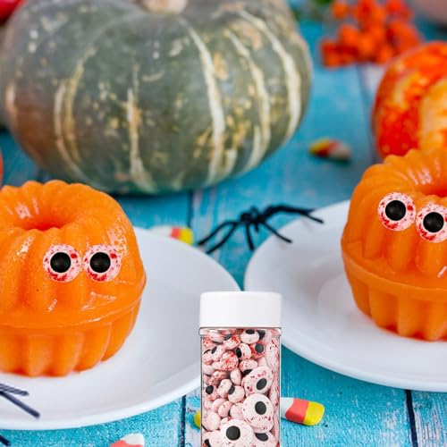 GAROMIA Zucker Augen 85g Halloween Tortendeko Augen Kuchen Cupcake Topper Essbare Zuckeraugen Deko für Cookies Muffins Törtchen Cupcakes Halloween Weihnachten Kinder Geburtstage