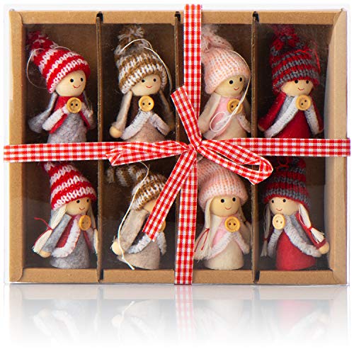 COM-FOUR® 6X anjos pendentes premium para árvores de Natal - ornamentos - figuras de fadas como etiquetas de presente - Trolls decorativos sueco-escandinavos