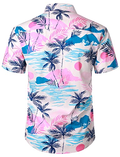 JOGAL Men's Flower Casual Short Sleeve Aloha Hawaiian Shirt3