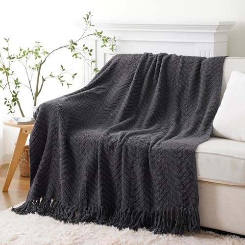 Image of BATTILO HOME Dark Grey Throw Blanket for Couch, 60 inchx80 inch