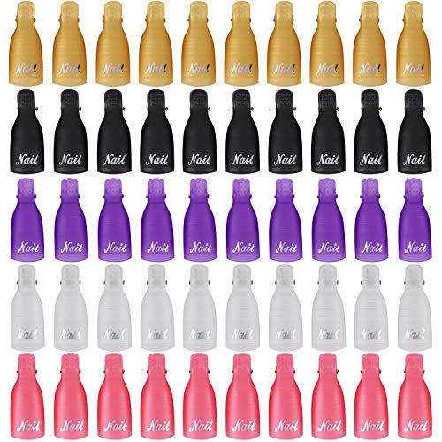 Plastic Nail Remove Clips Cap, 50Pcs Acrylic Nail Art Soak Off Clip Caps UV Gel Polish Removal