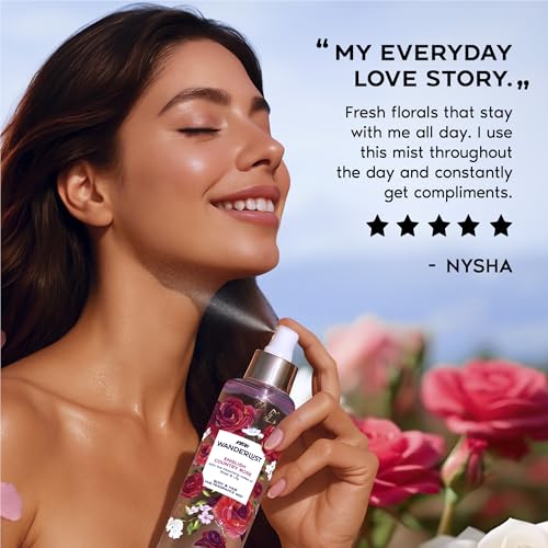 Image of Nykaa Wanderlust English Country Rose Body & Hair Fine Fragrance I | Perfume Mist for Women - 200 ml I Rose & fresh Lilly | | Long-Lasting, Travel‐Friendly, Vegan,Paraben‐Free, IFRA Certified