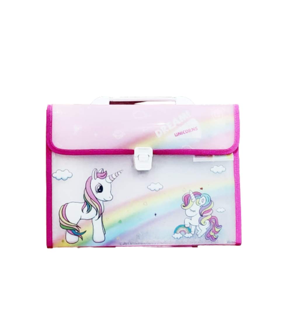 Priceless DealsBriefcase Style Document Folder with 13 Pockets for Kids, Girls/ Boys, Unicorn File Folder for Students, Nice Birthday Party Return Gift for Kids (Set of 1, Pink)