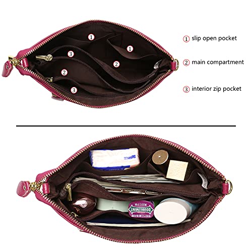 Image of Uromee Genuine Leather Wristlet Wallet Clutch Purses with Detachable Chain