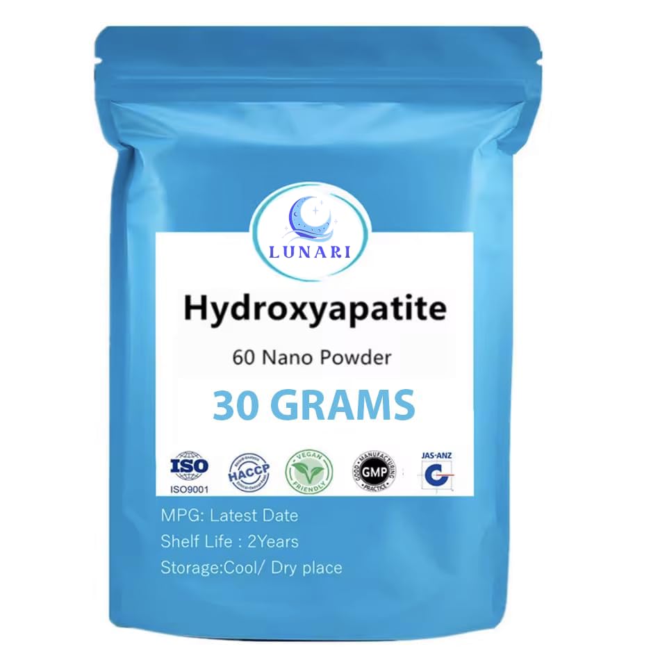 100% Pure Nano Hydroxyapatite Tooth Powder Enamel Remineralization Support Fluoride-Free Toothpaste Additive for Sensitivity & Cavity Defense Pure HAp Powder 30g. Clinical/Food Grade.