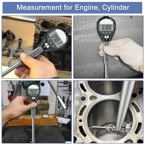 Image of HDLNKAK Digital Bore Gauges Set, Cylinder Bore Gauge with LCD Digital Dial Indicator, 2 inch-6 inch /0.0005 inch, Wide Selection of Anvils, Applications in Engines Cylinder Precision Measurement - Blue Case