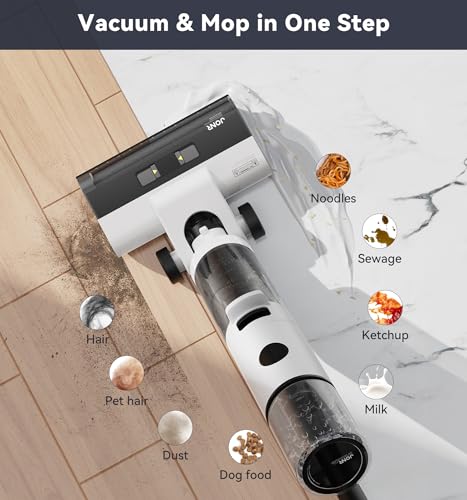 Image of JONR ED12 Wet Dry Vacuum Cleaner,Cordless Floor Cleaning Suitable for Combination of Hard Floor Vacuum Cleaner and Mop,one click self-cleaning,0.1 inch Edge Cleaning,Easy to Clean Dust,Spills,Pet Hair