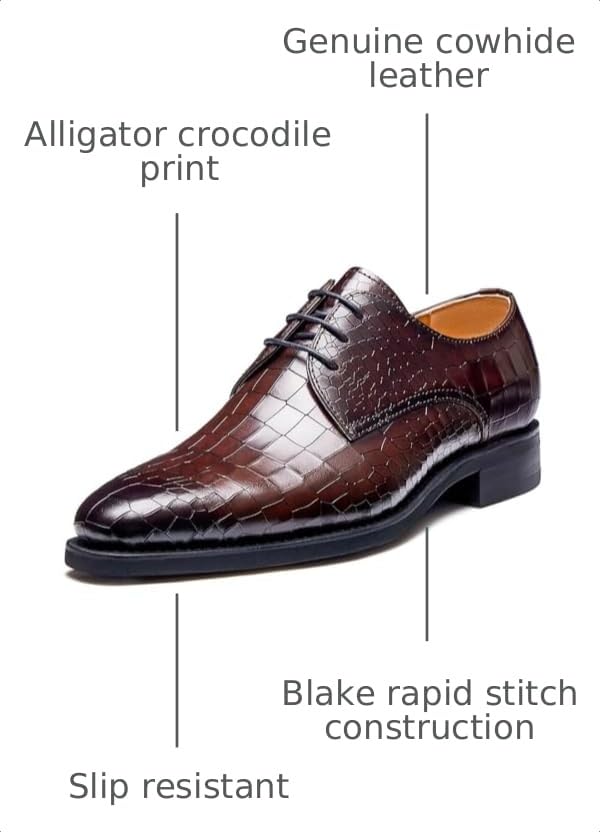 Image of Men's Dress Shoes Genuine Leather Oxfords Luxury Formal Business Suit Shoes with Blake Rapid Stitch