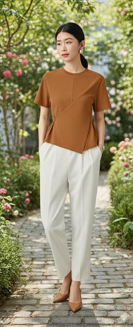 Image of Zilcon Woman Half Sleeve Round Neck Womens Tops Beach Vacation Fashion Clothes Casual Summer Spring Winter Fall Outfits Tops