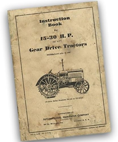 McCormick Deering 15-30 Tractor Operator Owners Manual Ihc Farmall International